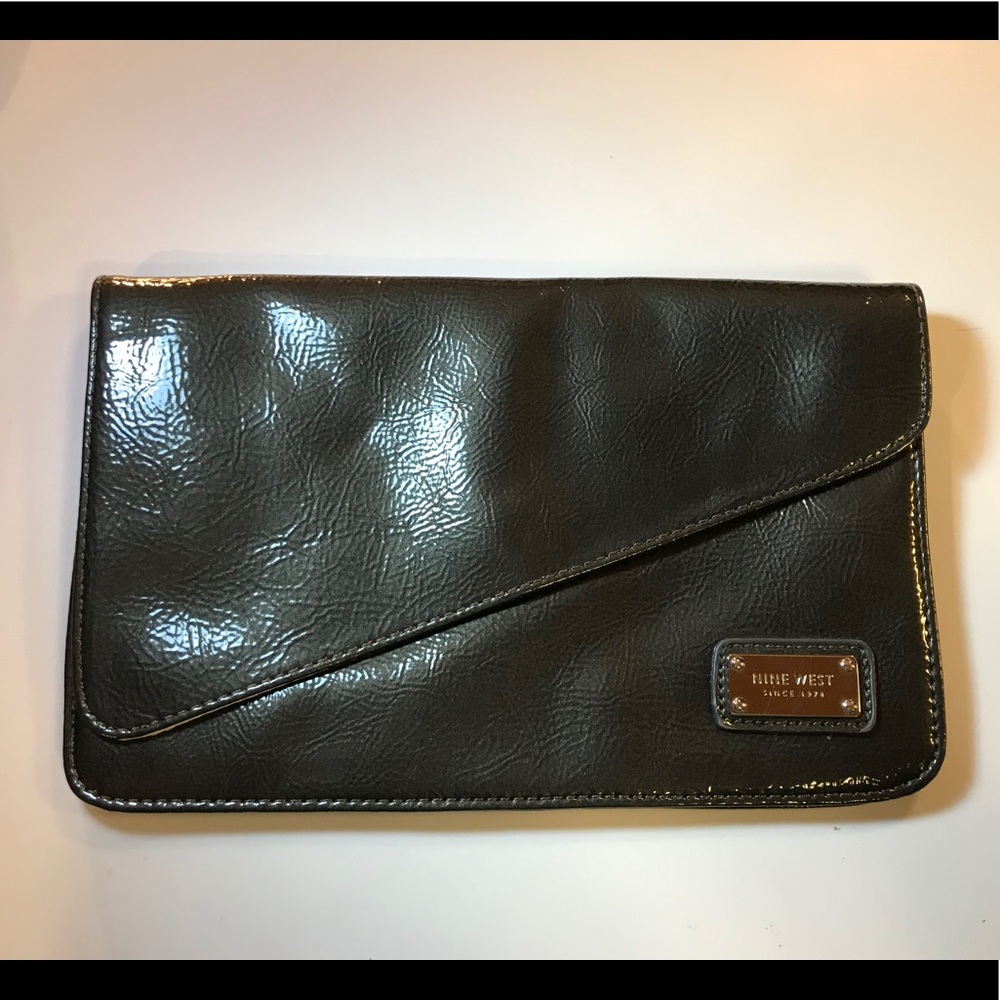 Nine West clutch purse in gray simulated leather